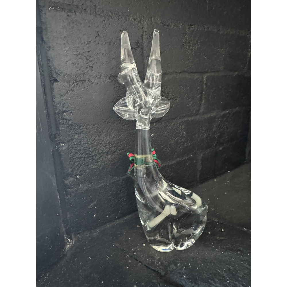 Vintage Enesco Clear Art Glass Tall Reindeer Deer Figurine 10.5" Holiday Decor - Picture 3 of 5